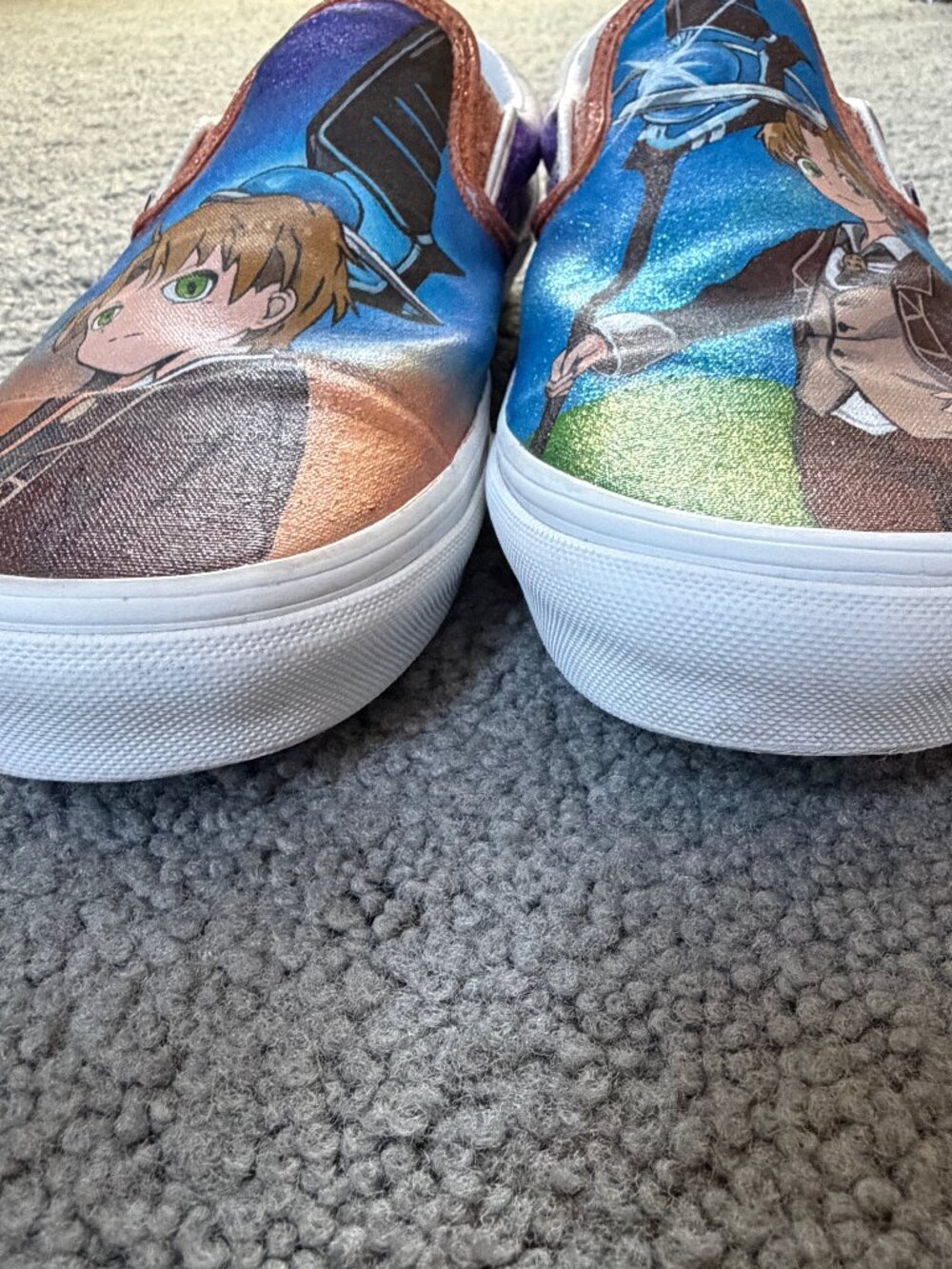 Custom Hand-Painted Vans Slip-On Wide Shoes - Mushoku Tensei Rudeus Anime Men 11 - Picture 13 of 13